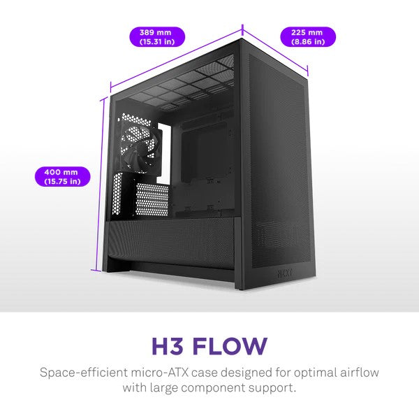 NZXT H3 Flow Black Micro-ATX Airflow Case