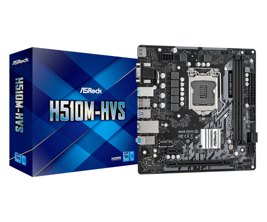 ASRock H510M-HVS Supports 10th Gen Intel® Core™ Processors and 11th Gen Intel® Core™ Processors, Supports DDR4 3200MHz (OC)