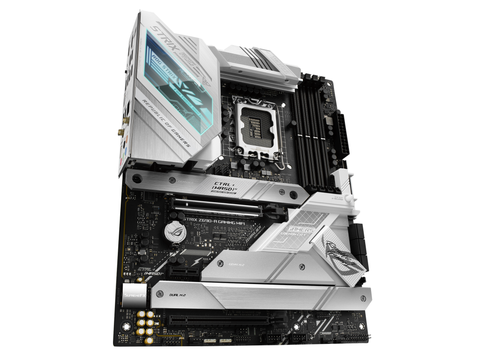 ASUS ROG STRIX Z690-A GAMING WIFI Intel® Z690 LGA 1700 ATX motherboard with PCIe® 5.0, 16+1 DrMos, DDR5, Two-Way AI Noise Cancelation, AI Overclocking, AI Cooling, AI Networking, WiFi 6E