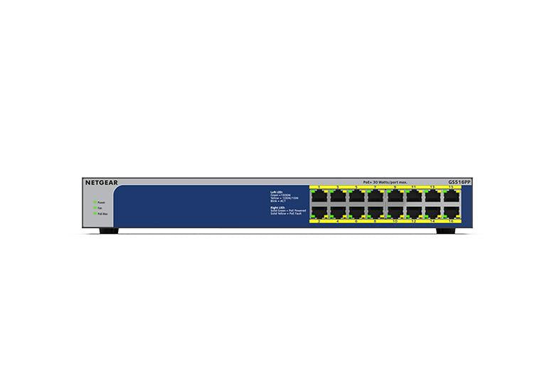 NETGEAR 16-Port Gigabit Ethernet High-Power PoE+ Unmanaged Switch 260W (GS516PP-100NAS)