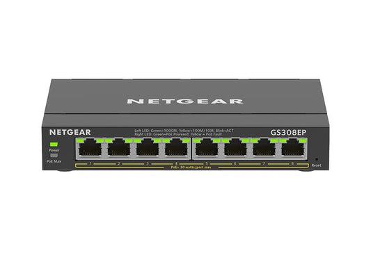 NETGEAR 8-Port PoE+ Gigabit Ethernet Plus Switch 62W (GS308EP-100UKS)