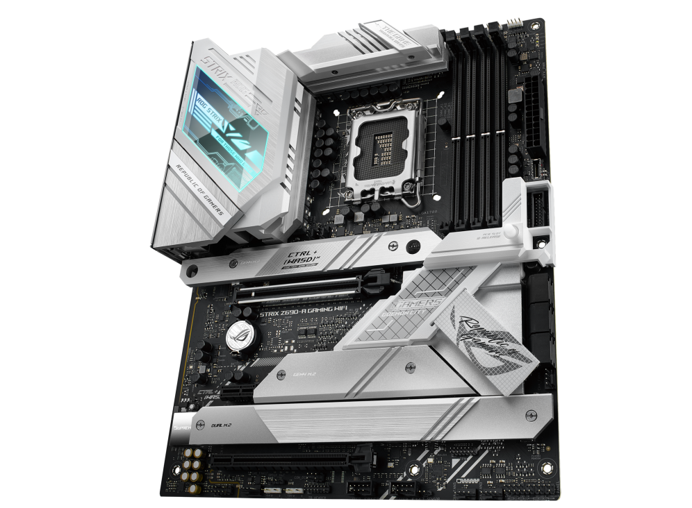 ASUS ROG STRIX Z690-A GAMING WIFI Intel® Z690 LGA 1700 ATX motherboard with PCIe® 5.0, 16+1 DrMos, DDR5, Two-Way AI Noise Cancelation, AI Overclocking, AI Cooling, AI Networking, WiFi 6E