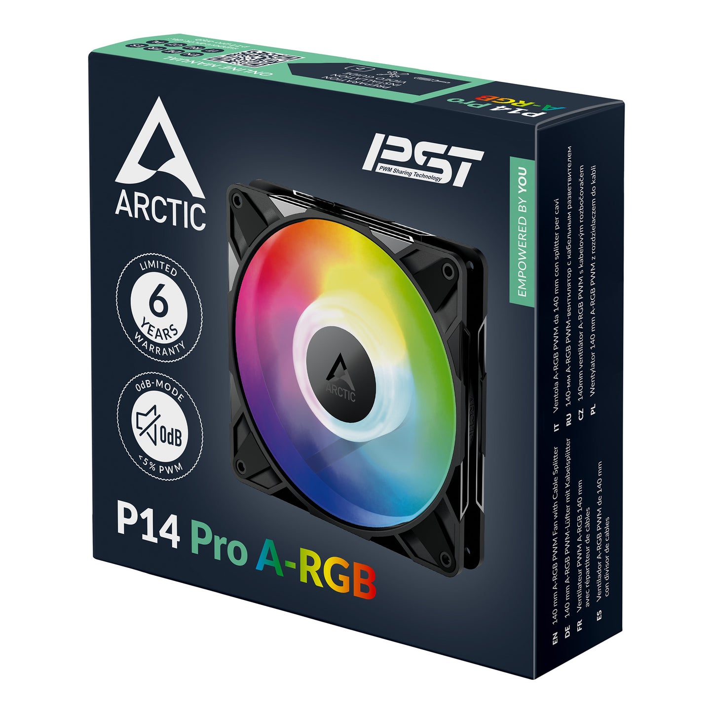ARCTIC P14 Pro A-RGB 140 mm A-RGB PWM Fan w/ Cable Splitter - Black