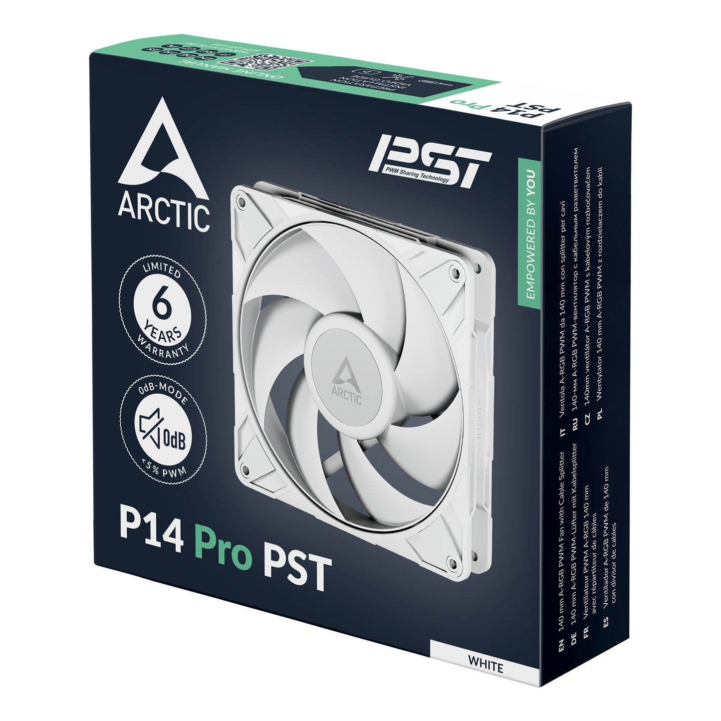 ARCTIC P14 Pro PST - 140 mm PWM Fan with Cable Splitter White