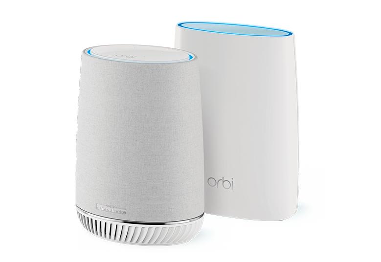NETGEAR AC3000 Orbi Tri-band Mesh WiFi System with Rich Sound, 3Gbps, Router + Voice Satellite(RBK50V-100EUS)