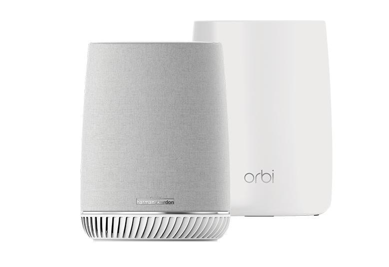 NETGEAR AC3000 Orbi Tri-band Mesh WiFi System with Rich Sound, 3Gbps, Router + Voice Satellite(RBK50V-100EUS)