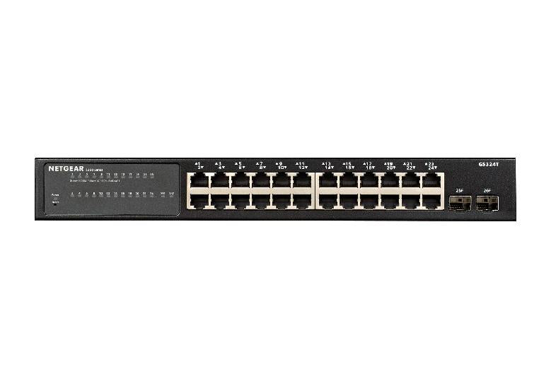 NETGEAR 24-Port Gigabit Ethernet Smart Switch with 2 Dedicated SFP Ports (GS324T-100EUS)