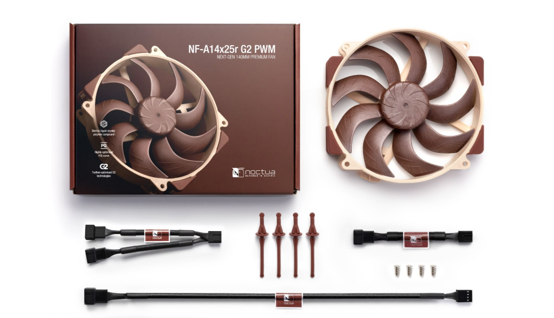 Noctua NF-A14x25r G2 PWM, Premium-Quality Quiet Round-Frame 140mm PC Fan, 4-pin