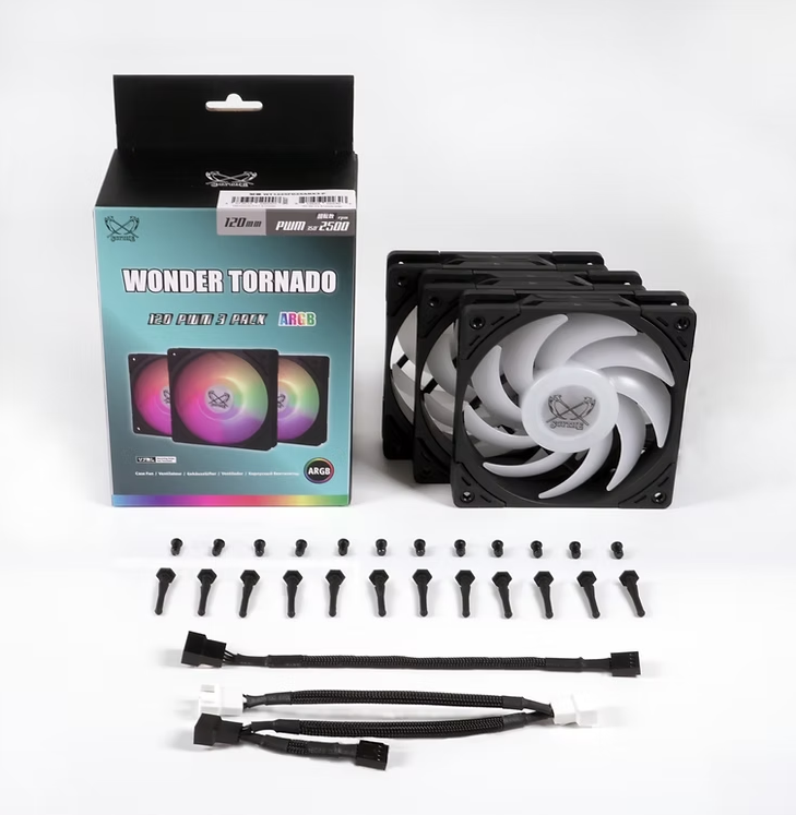 Scythe Wonder Tornado 120 PWM (up to 2500 RPM) ARGB - 3 Pack - Black