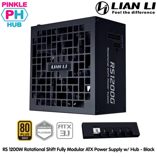 LIAN LI RS 1200W Rotational Shift Fully Modular ATX Power Supply (W/USB Fan Hub) - Black | White