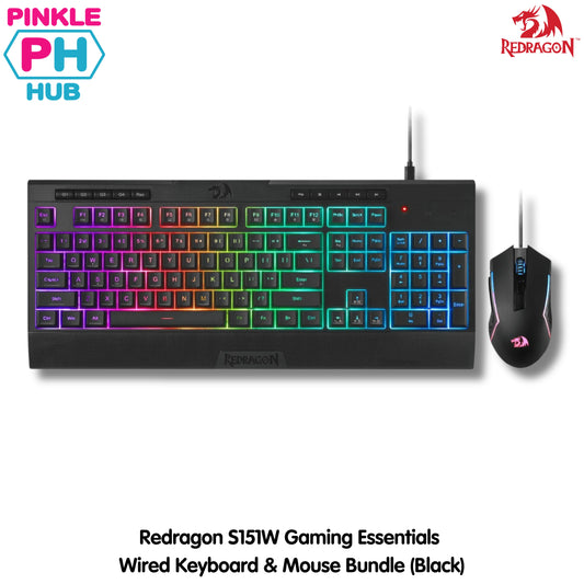 Redragon S151W Gaming Essentials Wired Keyboard & Mouse Bundle - Black | White