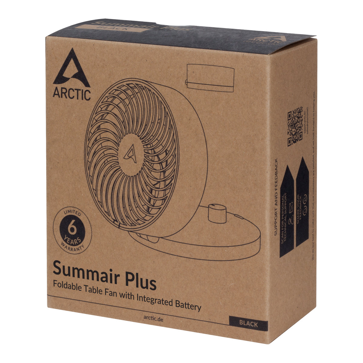 Arctic Summair Plus Foldable Table Fan with Integrated Battery
