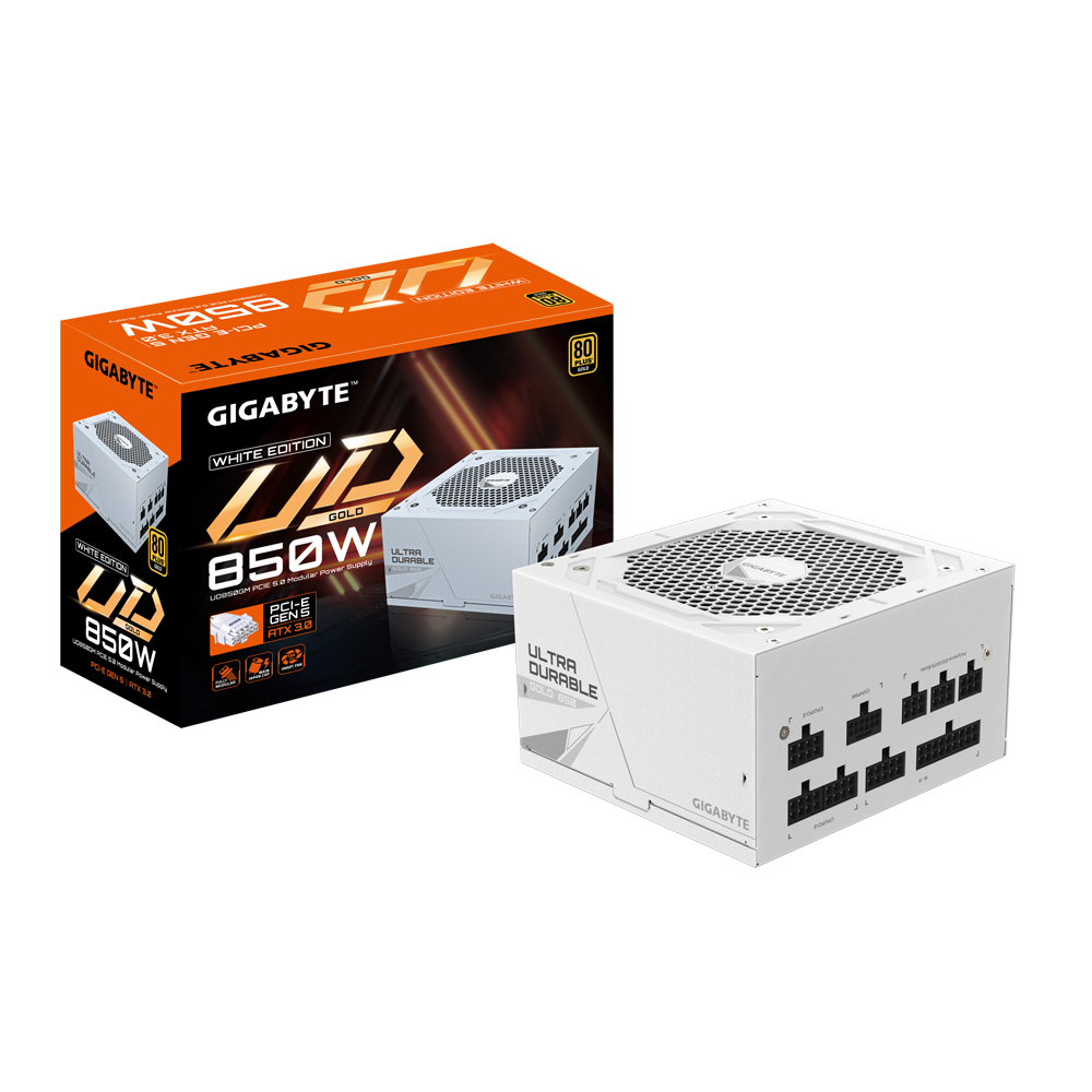 GIGABYTE 850W UD850GM PG5W Power Supply, White (GP-UD850GM-PG5W)