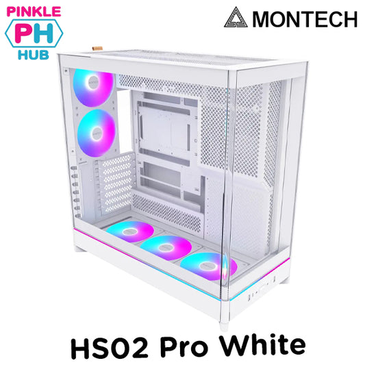 Montech  HS02 Pro ATX Mid-Tower Front Panoramic curved glass Black/White Case