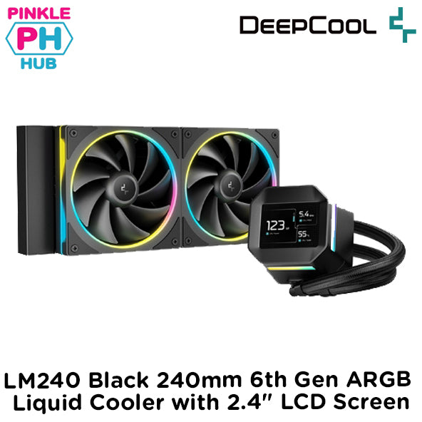 Deepcool LM240 Black 240mm 6th Gen ARGB Liquid Cooler with 2.4" LCD Screen