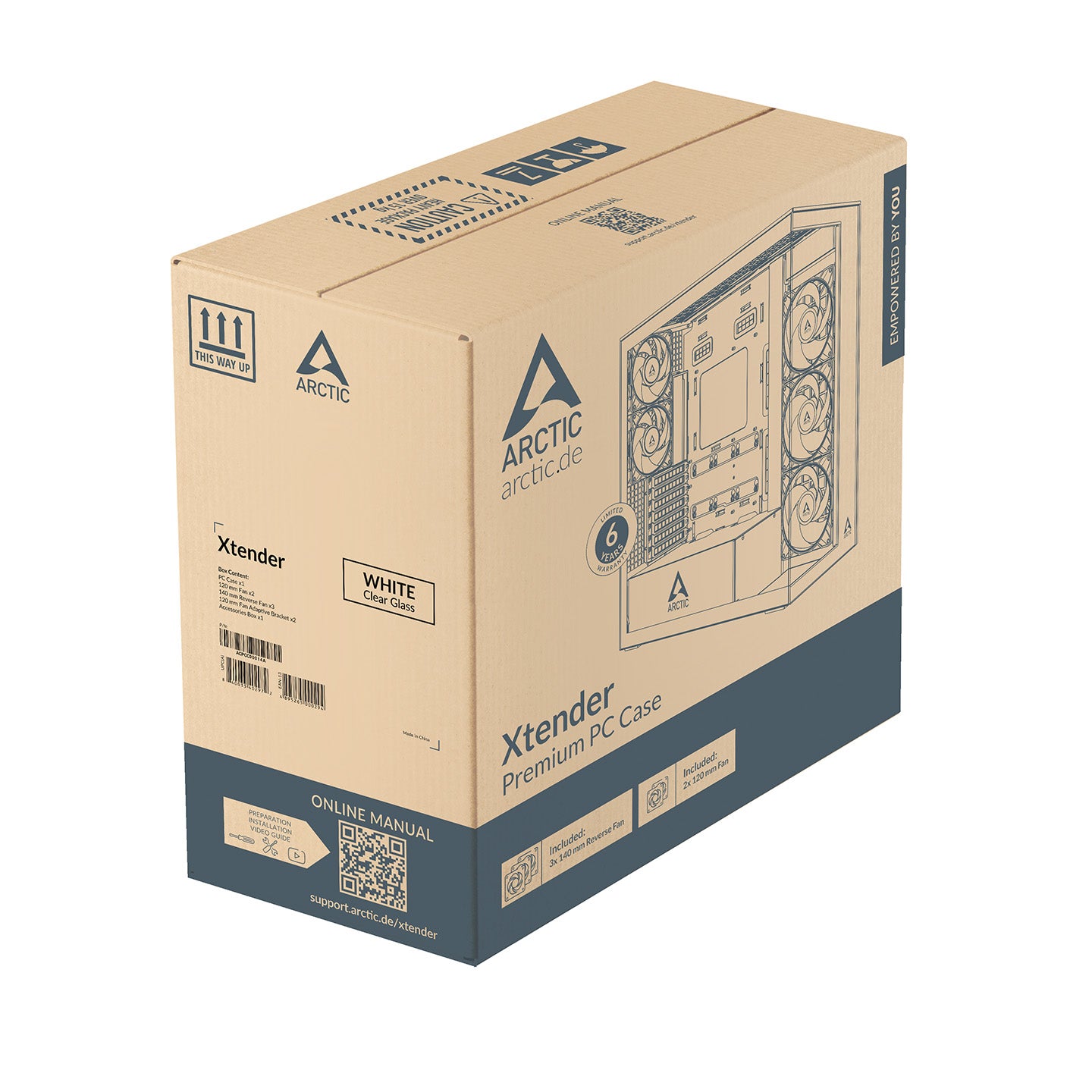 ARCTIC Xtender Premium E-ATX PC Case - (White Clear Window) with GPU Vertical Mount