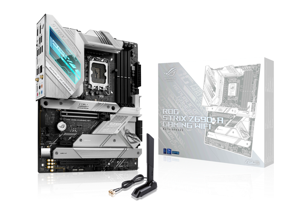 ASUS ROG STRIX Z690-A GAMING WIFI Intel® Z690 LGA 1700 ATX motherboard with PCIe® 5.0, 16+1 DrMos, DDR5, Two-Way AI Noise Cancelation, AI Overclocking, AI Cooling, AI Networking, WiFi 6E