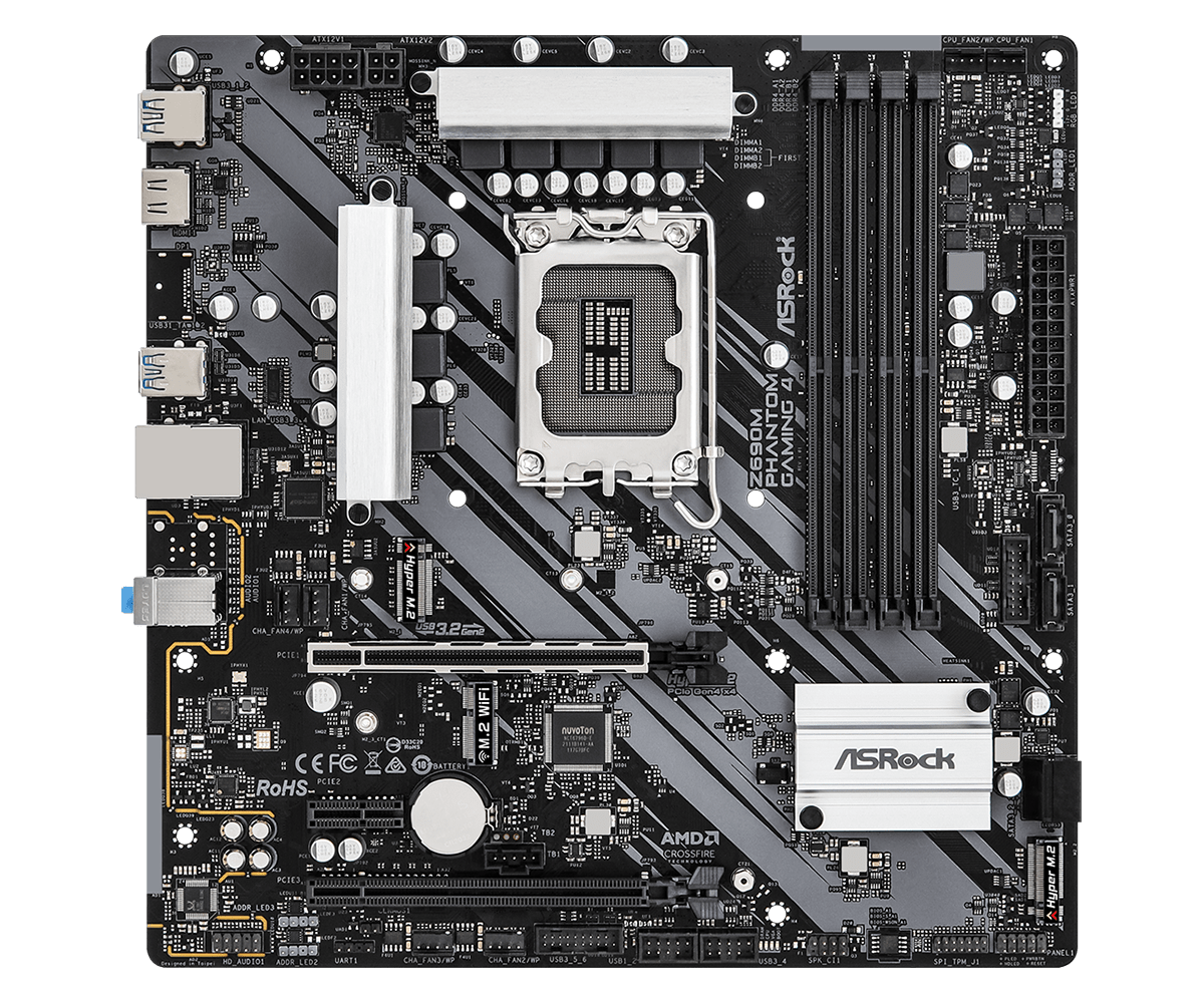 ASRock Z690M Phantom Gaming 4 Supports 13th Gen & 12th Gen and next gen Intel® Core™ Processors (LGA1700), Supports DDR4 4800MHz (OC)