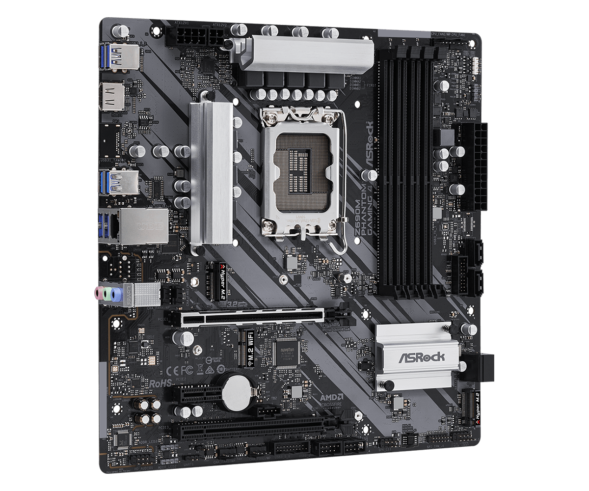 ASRock Z690M Phantom Gaming 4 Supports 13th Gen & 12th Gen and next gen Intel® Core™ Processors (LGA1700), Supports DDR4 4800MHz (OC)