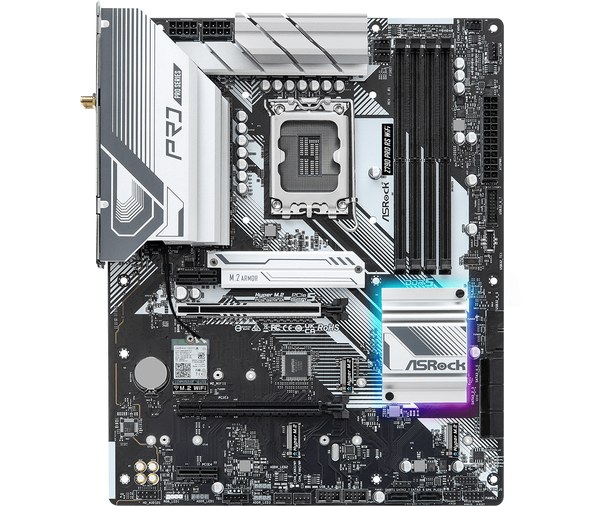ASRock Z790 Pro RS WiFi Supports 13th Gen & 12th Gen and next gen Intel® Core™ Processors
