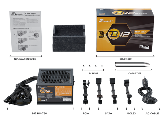 Seasonic B12 BM-750 ATX 12, V Semi-modular cables, 80 PLUS Bronze Certified (A751BMAFH)