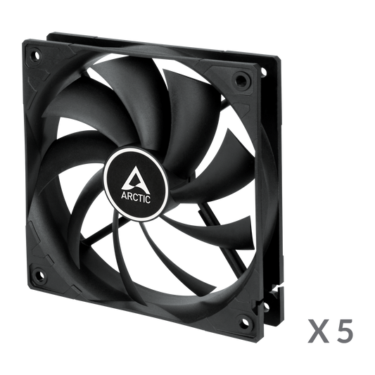 Arctic F12 120 mm Standard Case fan (Pack of 5 Value Pack) Low Noise, quiet motor, Fan Speed: 1350 RPM (ACFAN00248A)