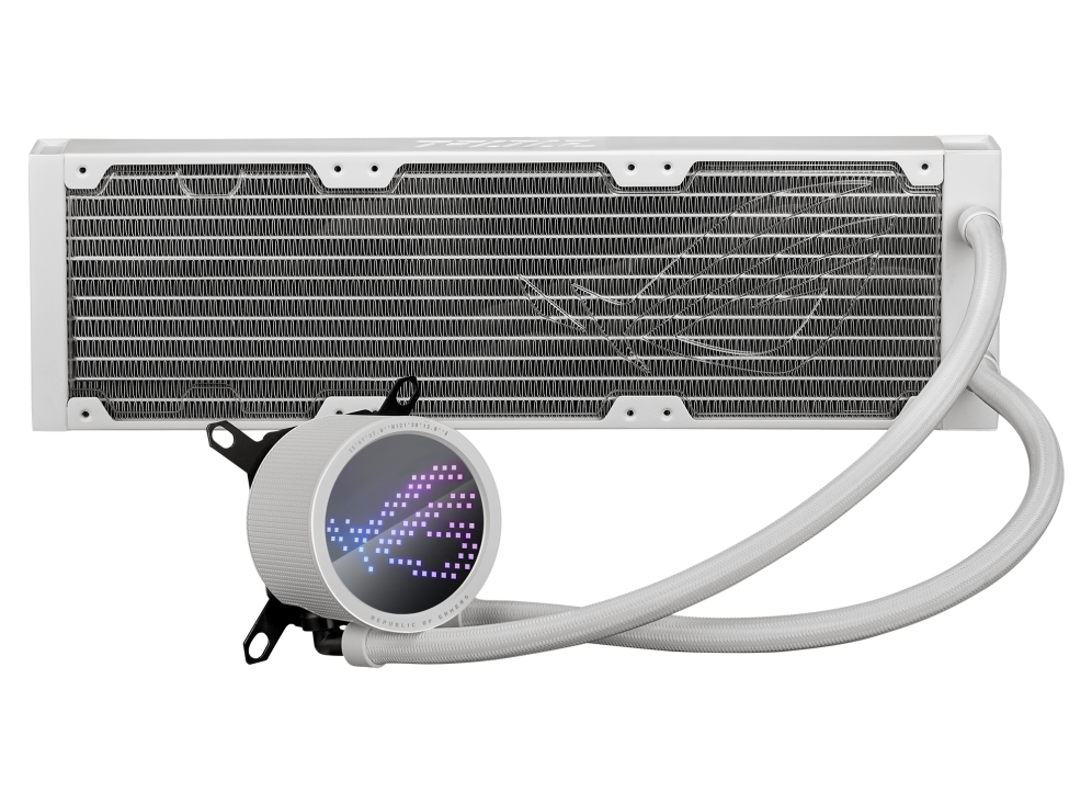 ASUS ROG RYUO III 360 ARGB WHITE EDITION, 8th gen Asetek pump,ROG FAN MODEL 12 ARGB, Anime Matrix LED