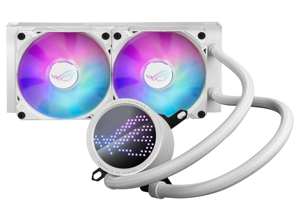 ASUS ROG RYUO III 240 ARGB WHITE EDITION, with Asetek 8th gen pump solution, Anime Matrix™ LED Display and ROG ARGB cooling fan