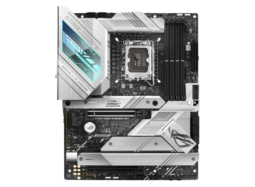ASUS ROG STRIX Z690-A GAMING WIFI Intel® Z690 LGA 1700 ATX motherboard with PCIe® 5.0, 16+1 DrMos, DDR5, Two-Way AI Noise Cancelation, AI Overclocking, AI Cooling, AI Networking, WiFi 6E