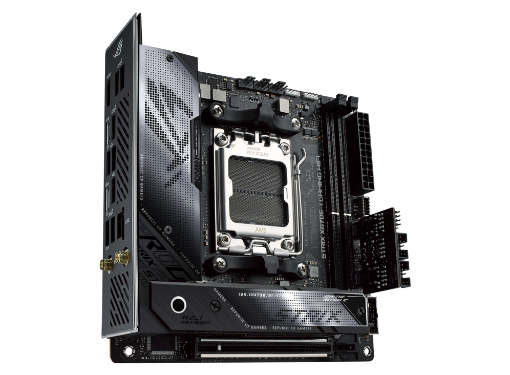 ASUS STRIX X670E-I GAMING WIFI, AMD Socket AM5 for AMD Ryzen™ 7000 Series Desktop ProcessorsPCIe 5.0, ROG FPS-II Card