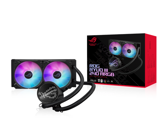 ASUS ROG RYUO III 240 ARGB, with Asetek 8th gen pump solution, Anime Matrix™ LED Display and ROG ARGB cooling fans