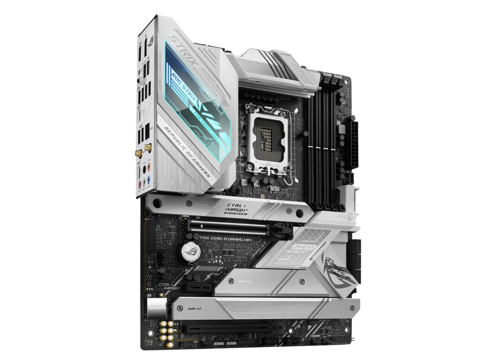 ASUS ROG STRIX Z690-A GAMING WIFI Intel® Z690 LGA 1700 ATX motherboard with PCIe® 5.0, 16+1 DrMos, DDR5, Two-Way AI Noise Cancelation, AI Overclocking, AI Cooling, AI Networking, WiFi 6E