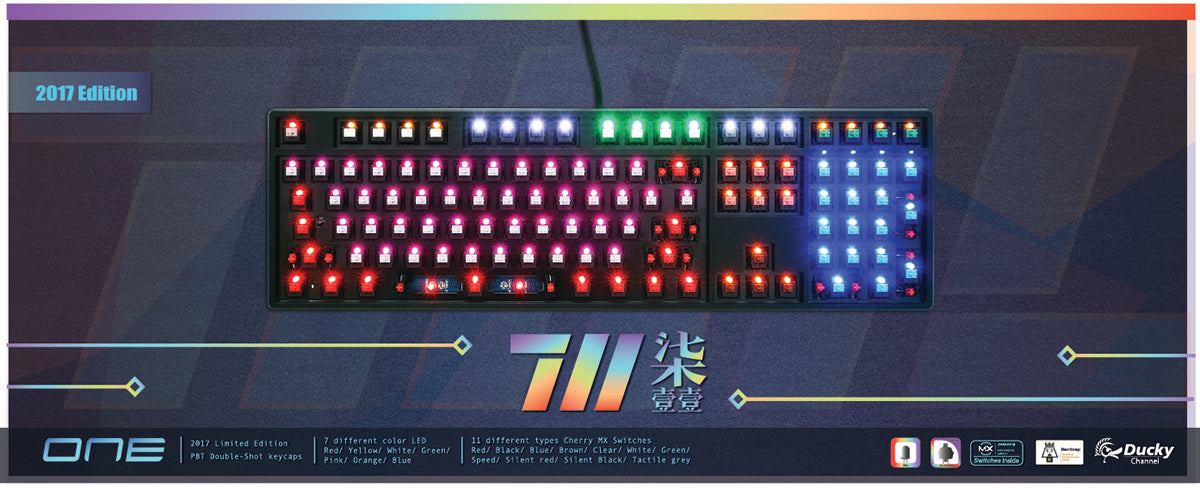 DUCKY One 711 Multi LED Double Shot PBT Mechanical Keyboard  Limited Edition (Multi Cherry MX)