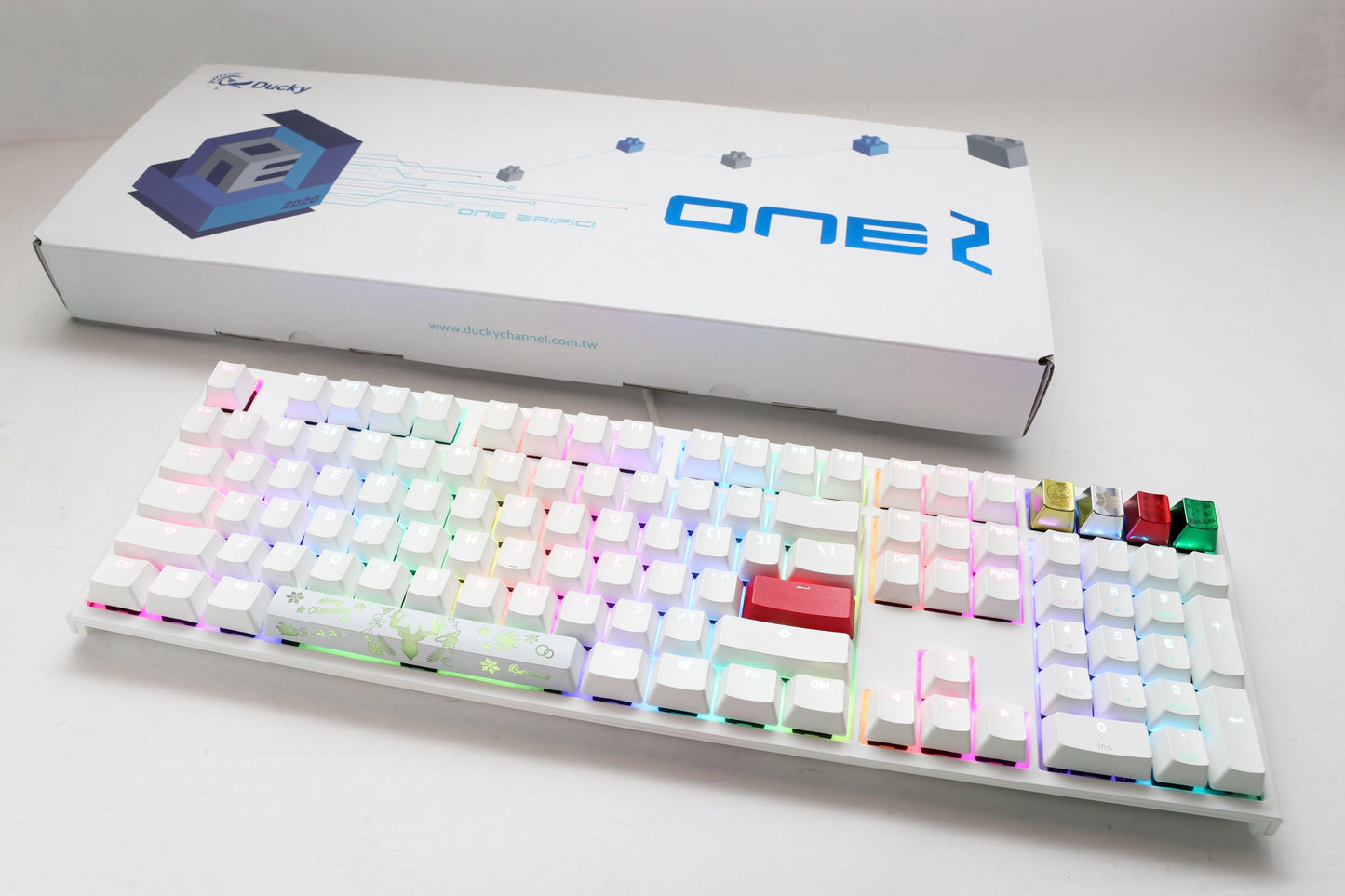 Ducky One 2 Pure White 2020 Christmas Limited Edition MX BROWN RGB LED Double Shot PBT Mechanical Keyboard