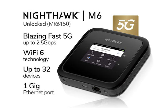 NETGEAR Nighthawk M6 MR6150 5G Mobile Hotspot Router Unlocked, Up to 2.5Gbps, Certified with AT&T and T-Mobile (CC) (MR6150-100EUS)