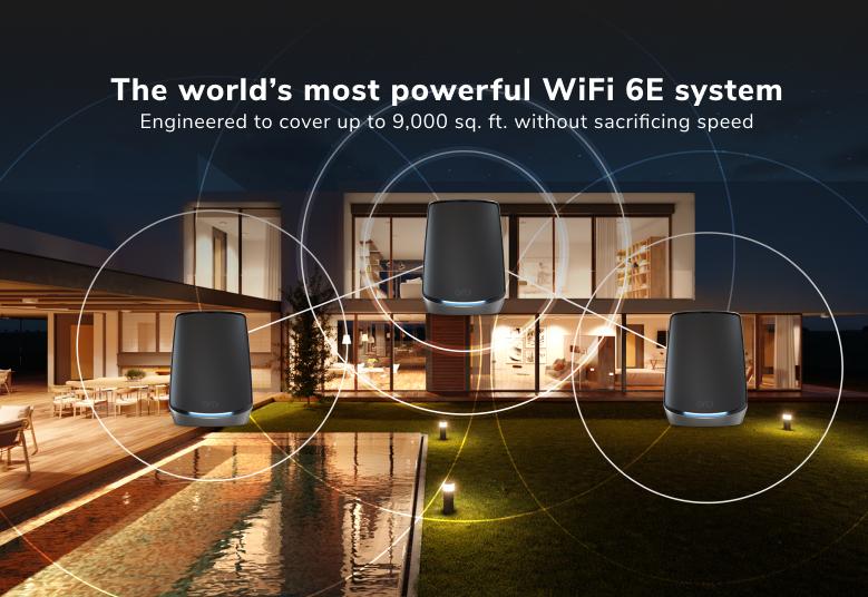 NETGEAR AXE11000 Orbi 960 Series - Wifi Mesh Router with 2 Satellites 10.8Gbps, 10 Gig Port, 3-Pack (RBKE963B-100APS)