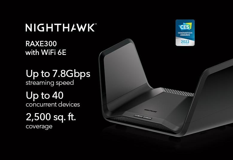 NETGEAR Nighthawk Tri-Band Wifi 6E Router 7.8GBps AXE7800 WiFi Router (RAXE300-100APS)