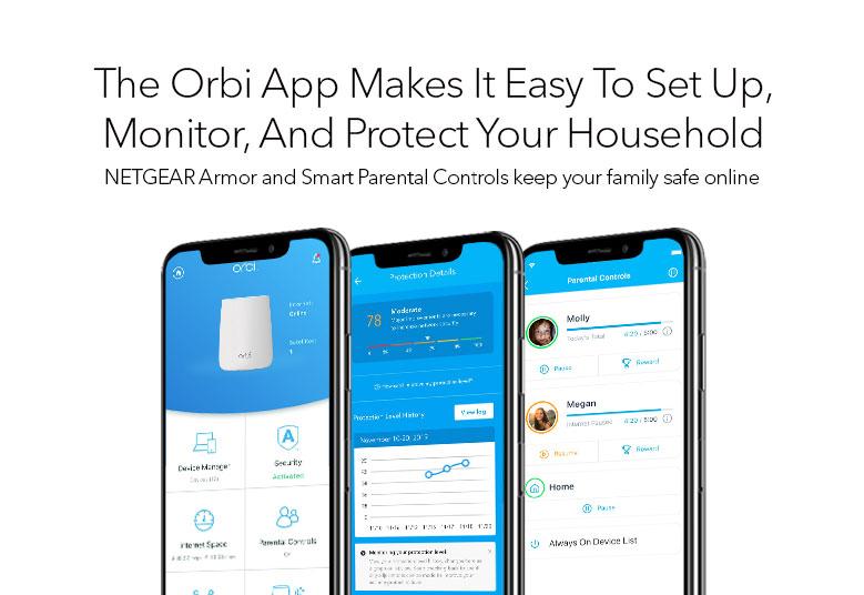 NETGEAR AC3000 Orbi Tri-band Mesh WiFi System with Rich Sound, 3Gbps, Router + Voice Satellite(RBK50V-100EUS)
