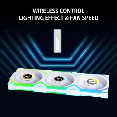 Lian Li Uni Fan SL Wireless LCD 120 - Reverse White (Triple pack with Controller)
