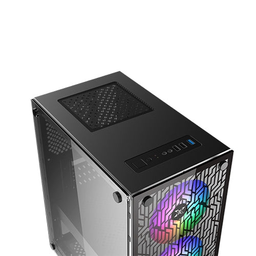 XIGMATEK NYX ARGB M-ATX CASE - EN45822 M-ATX, USB3.0x1 & 2.0x2, Left & Front TG,Front TG Silk Print, 3PCS XDS120 ARGB Fan w LED Switch