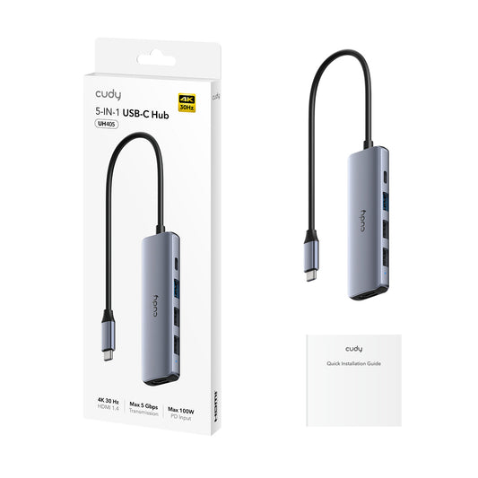 CUDY 5-In-1 HDMI 4K USB-C Hub