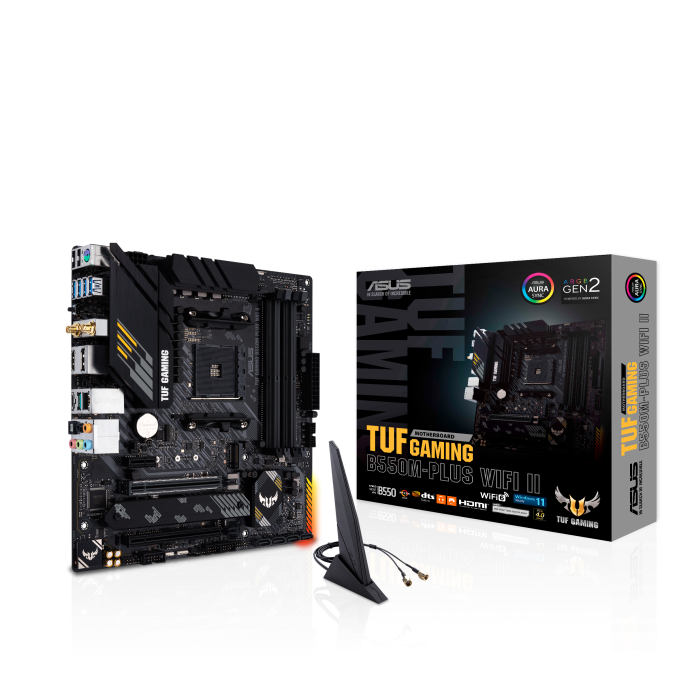 ASUS TUF GAMING B550M-PLUS WIFI II, AMD Ryzen™ 5000 Series/ 5000 G-Series/ 4000 G-Series/ 3000 Series/ 3000 G-Series Desktop Processors, PCIe 4.0 M.2, USB 3.2 Gen 2 Type-A and Type-C® support
