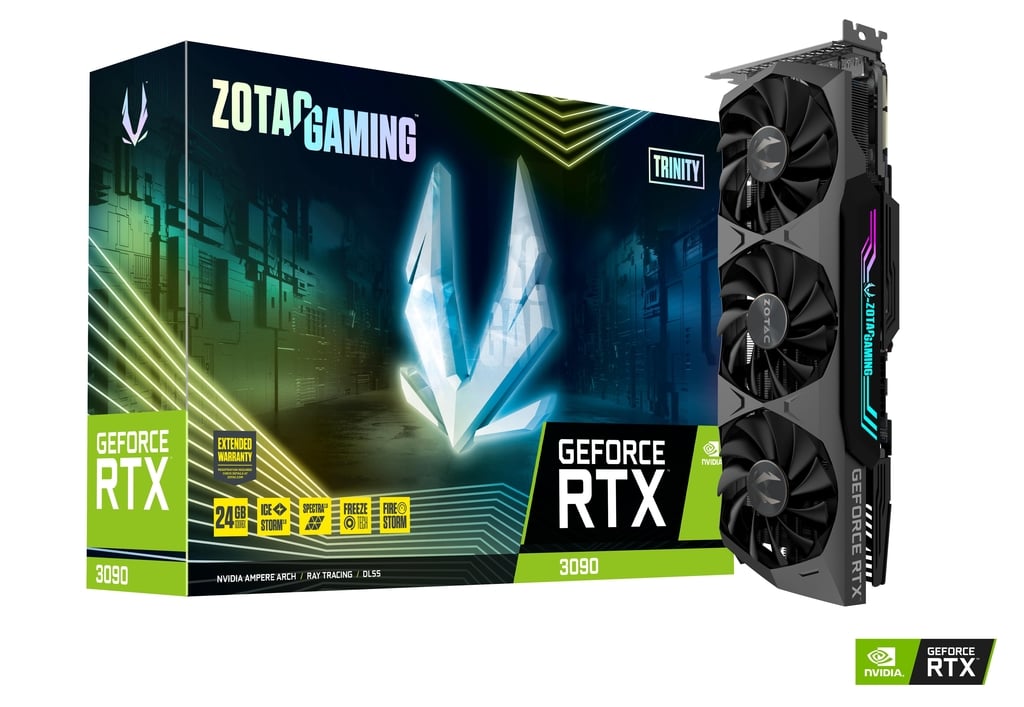 ZOTAC GAMING GeForce RTX 3090 Trinity 24GB GDDR6X 384-bit 19.5 Gbps PCIE 4.0 Gaming Graphics Card, IceStorm 2.0 Advanced Cooling, SPECTRA 2.0 RGB Lighting (ZT-A30900D-10P)