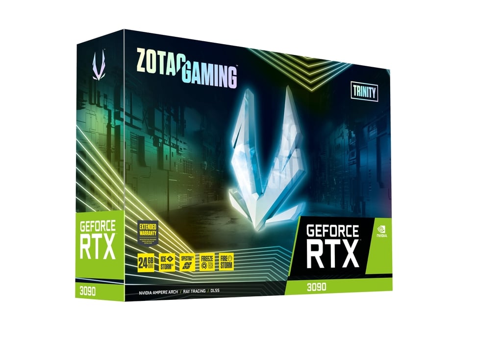 ZOTAC GAMING GeForce RTX 3090 Trinity 24GB GDDR6X 384-bit 19.5 Gbps PCIE 4.0 Gaming Graphics Card, IceStorm 2.0 Advanced Cooling, SPECTRA 2.0 RGB Lighting (ZT-A30900D-10P)