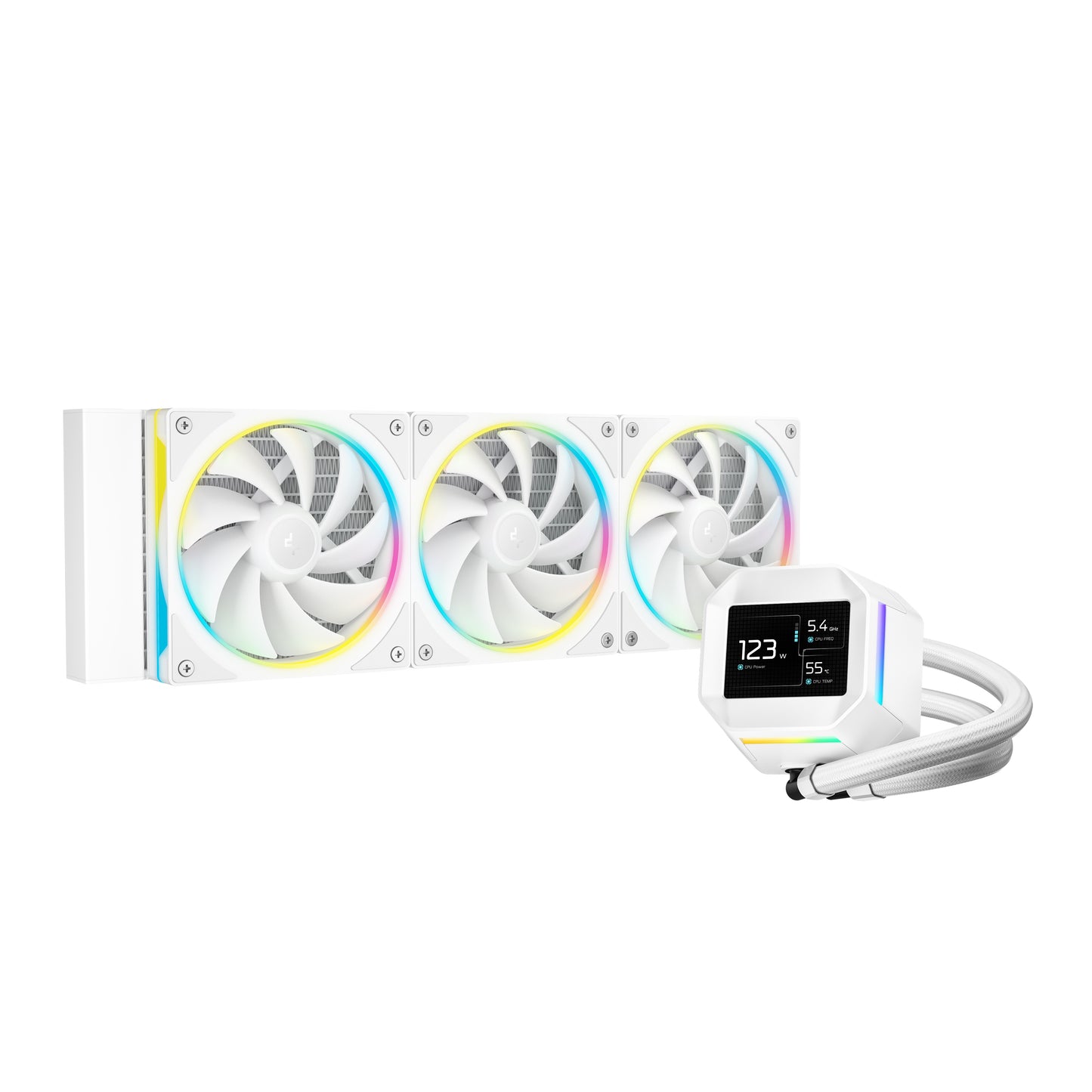 DEEPCOOL LM360 360mm ARGB Liquid Cooler with 2.4" LCD Screen - Black | White