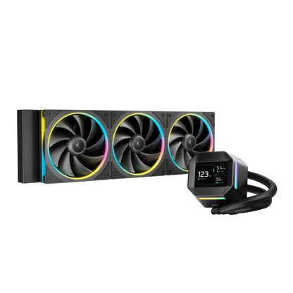 DEEPCOOL LM360 360mm ARGB Liquid Cooler with 2.4" LCD Screen - Black | White