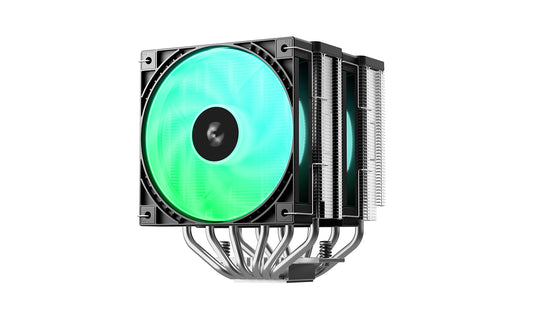 DeepCool AG620 G2 ARGB CPU Cooler with blue LED fan, black and silver heatsink