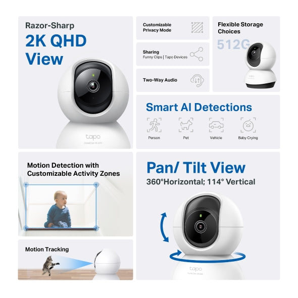 Tp-Link Tapo C220 I Pan/Tilt AI Home Security Wi-Fi Camera