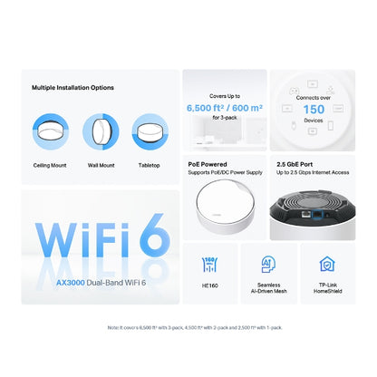 Tp-Link Deco X50-PoE I AX3000 Whole Home Mesh WiFi 6 System with PoE