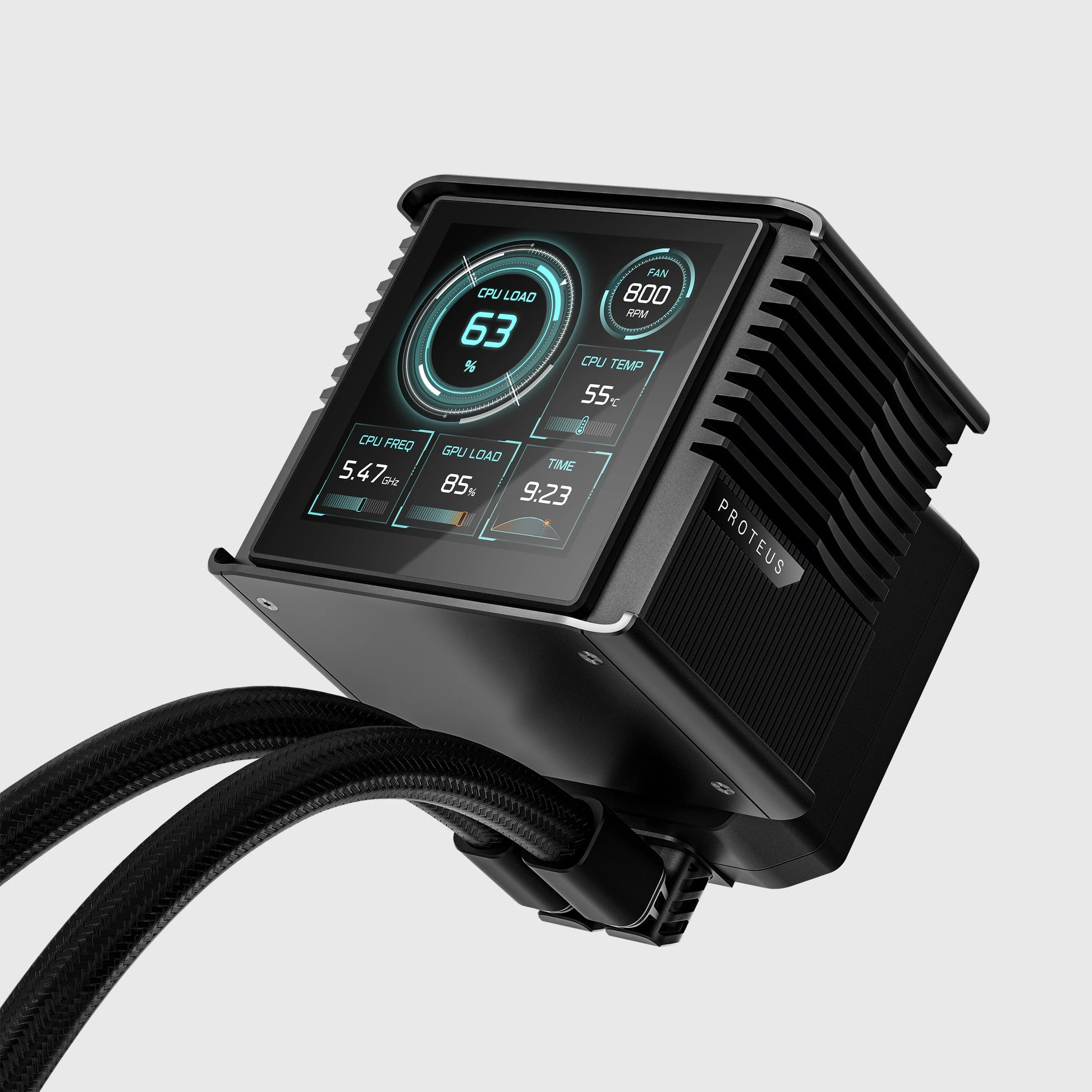 SUDOKOO PROTEUS 360 - 360mm AIO LCD CPU Cooler with Customizable 3.4" Digital Display - Black